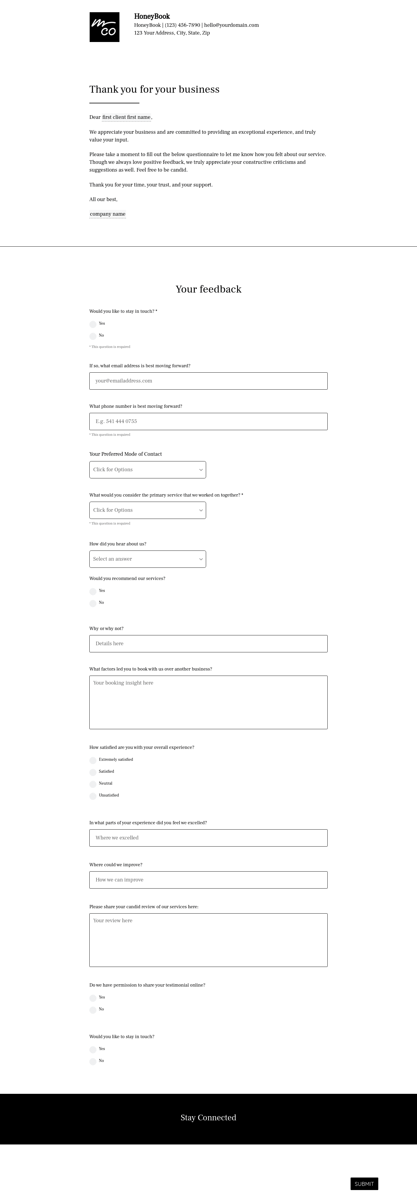 Client Feedback Survey