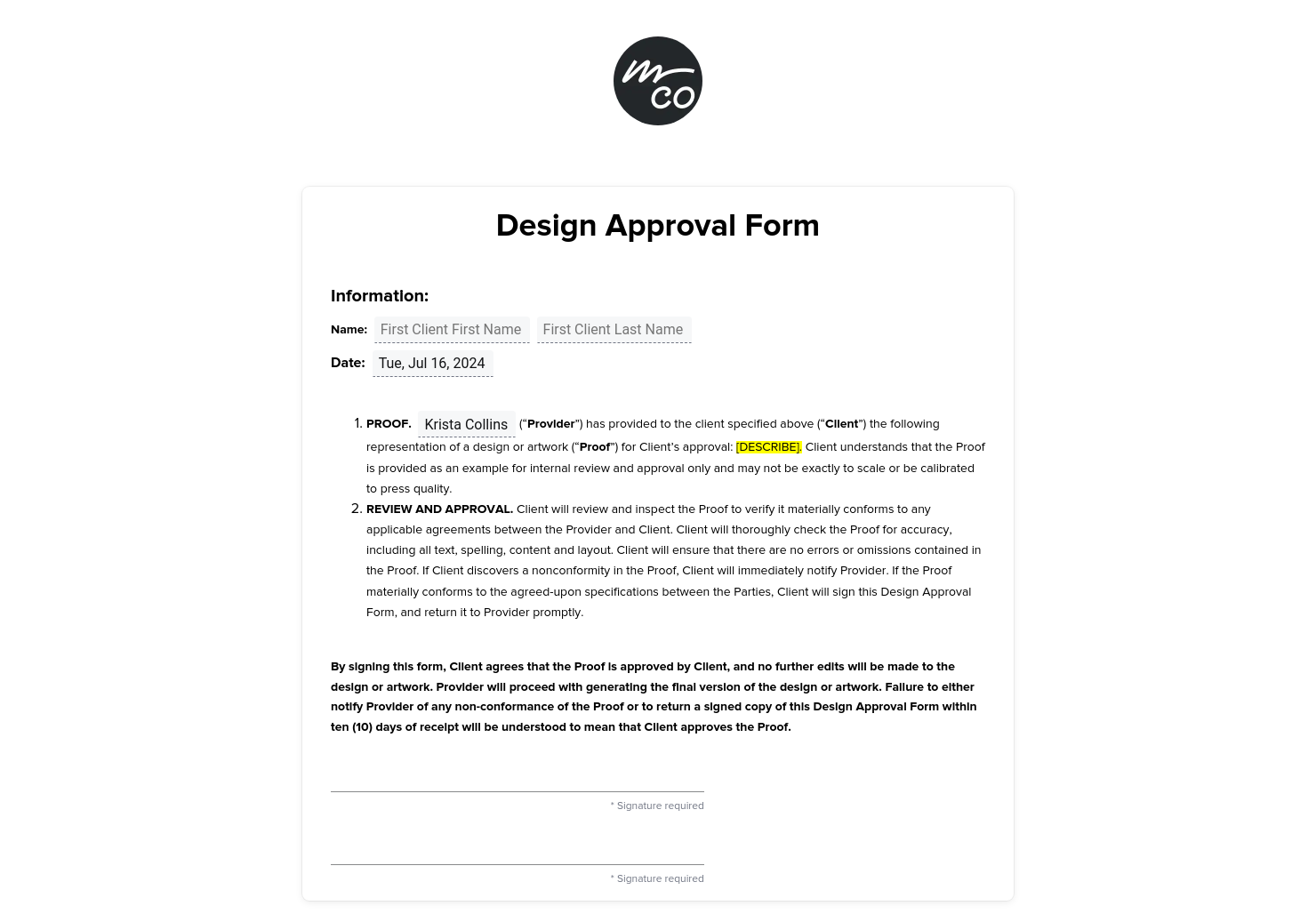 Design Approval