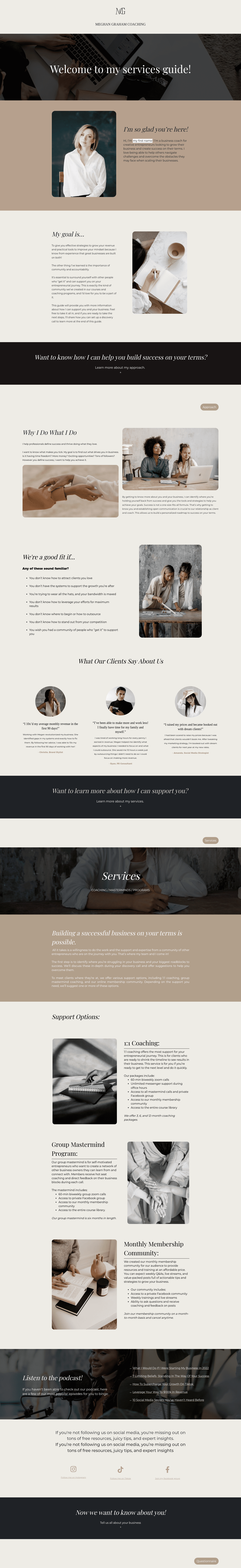 Discovery Call & Services Guide for Business Coaches