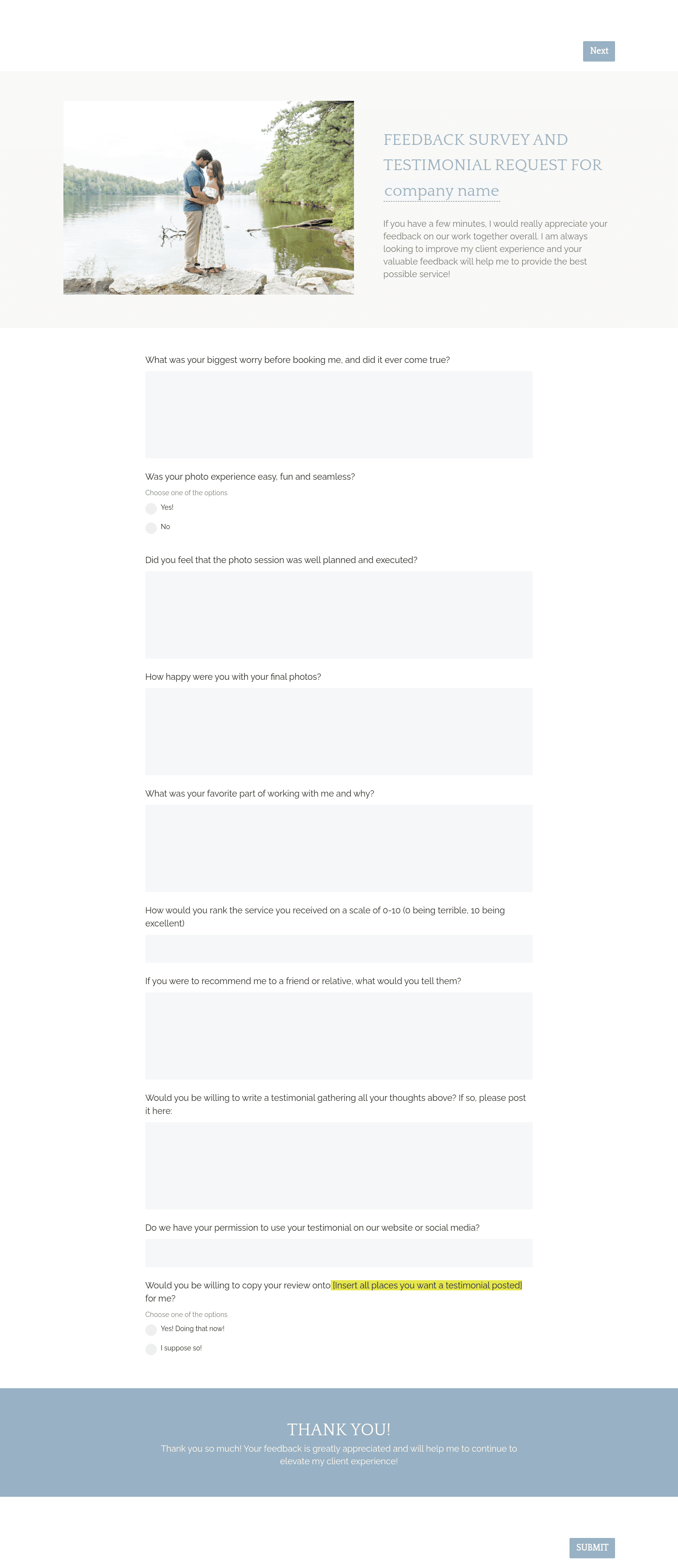 Engagement Photo Feedback Request