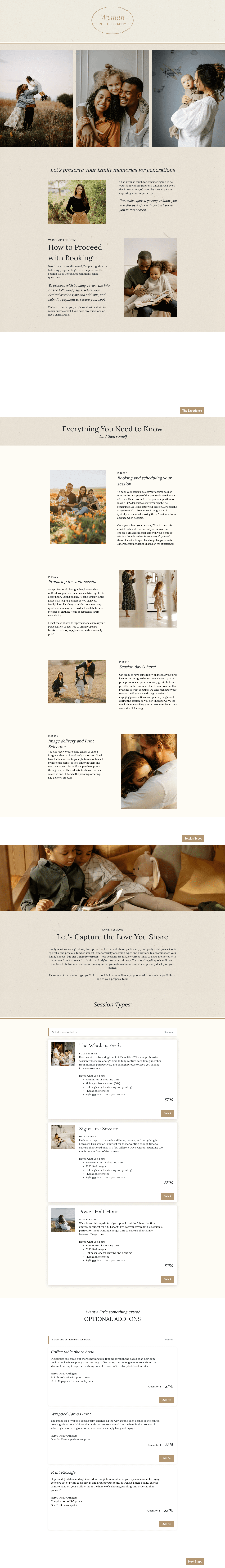 Family Photo Shoot Proposal