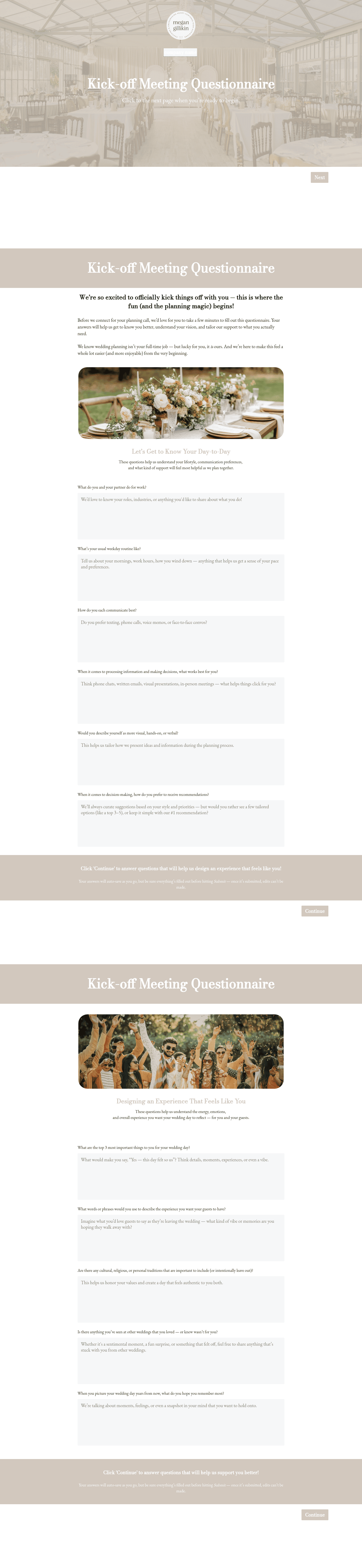 Full-Service Wedding Planner Kick-off Questionnaire