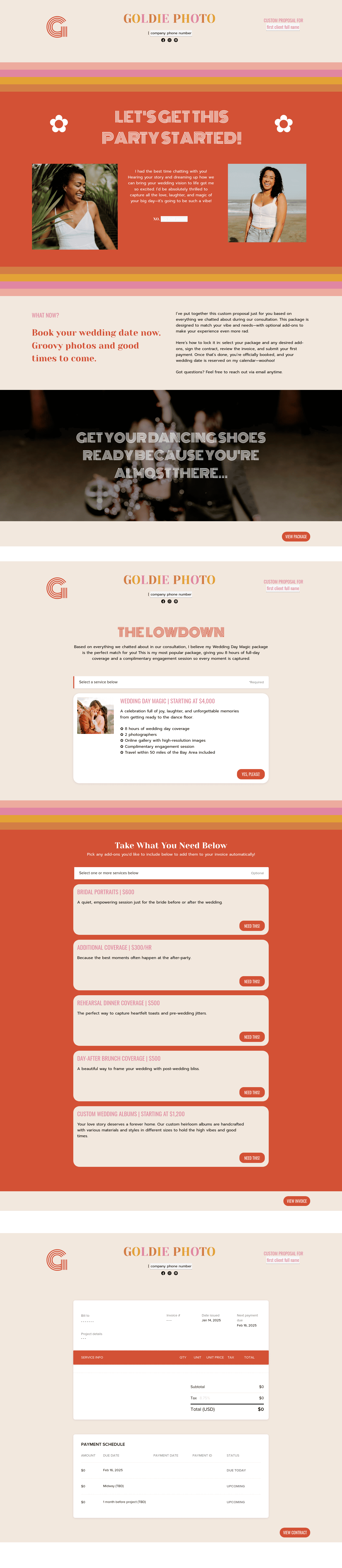 Goldie Proposal for Wedding Photographers