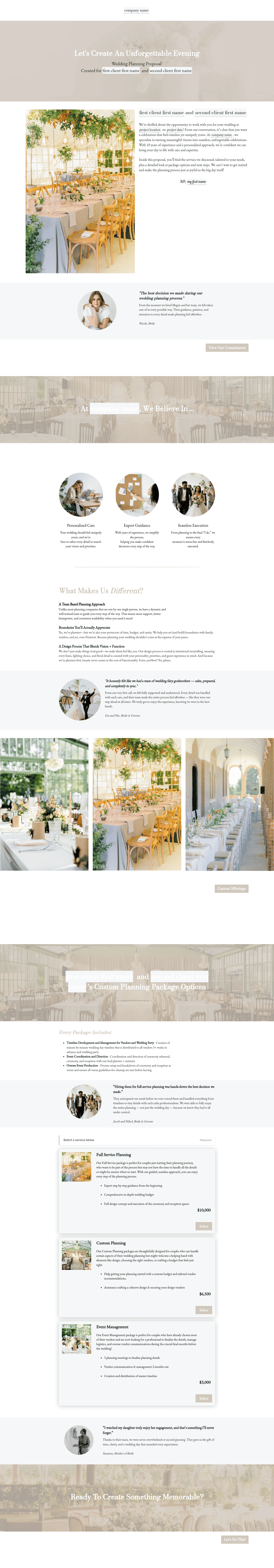 Full-Service Wedding Planner Proposal