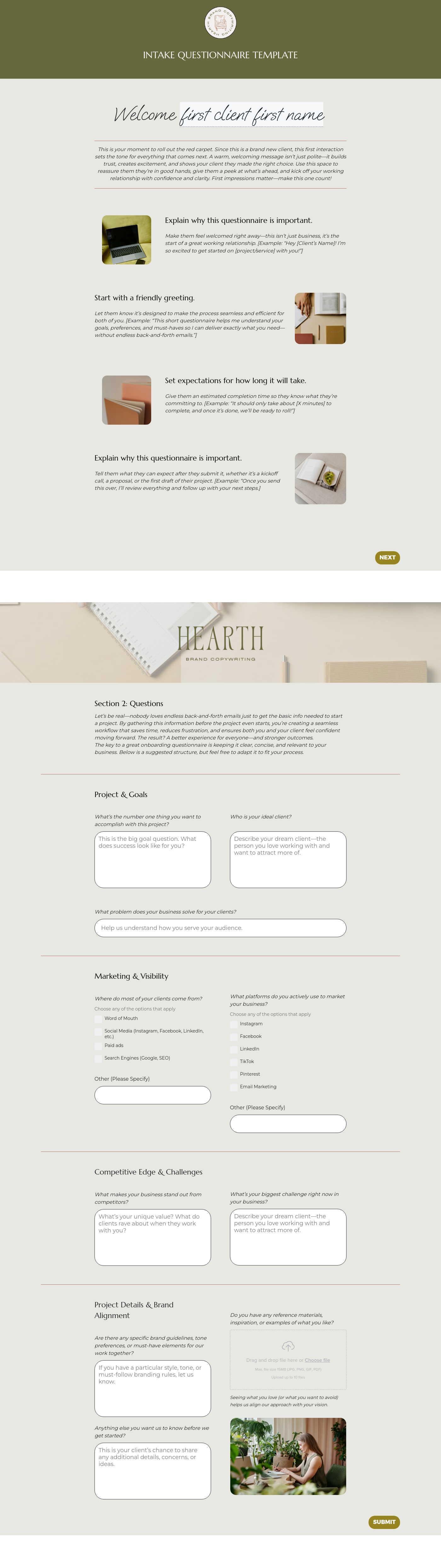 Hearth Brand Copywriter Intake Questionnaire