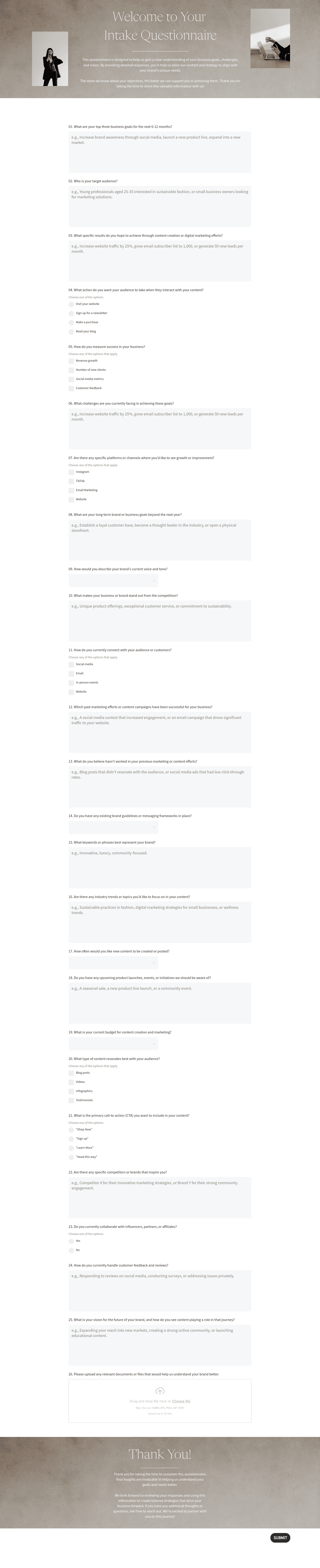 Héritage Intake Questionnaire For Social Media Marketers