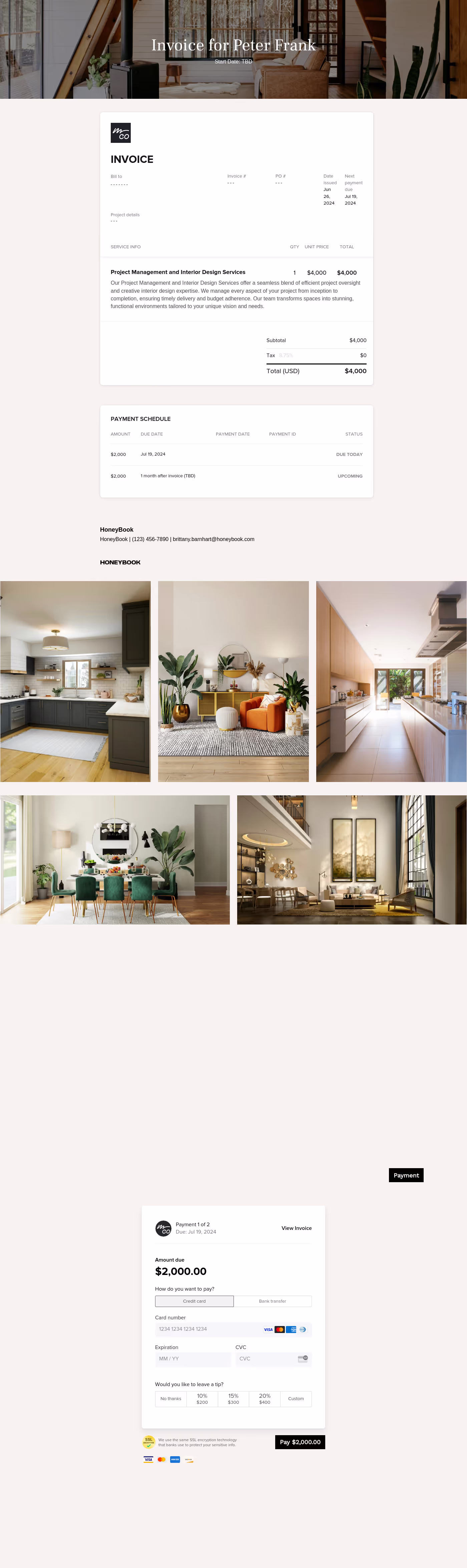 Interior Design Invoice