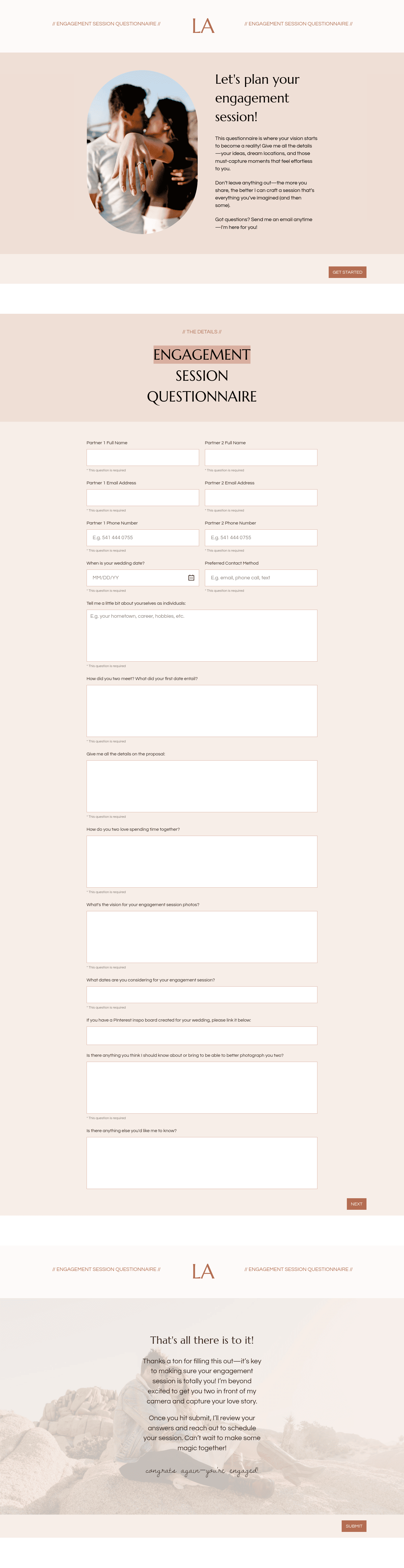 Lark Engagement Questionnaire for Wedding Photographers