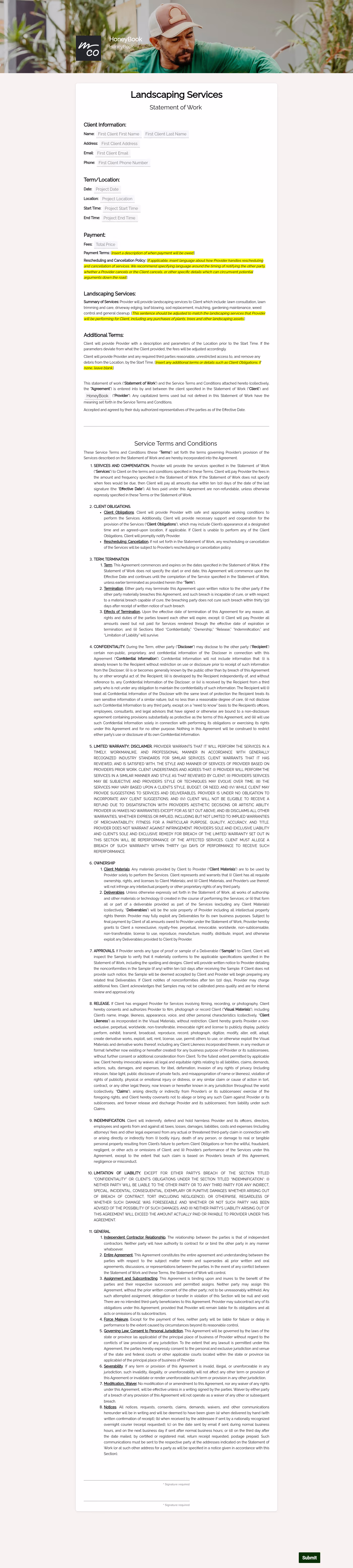 Landscaping Contract