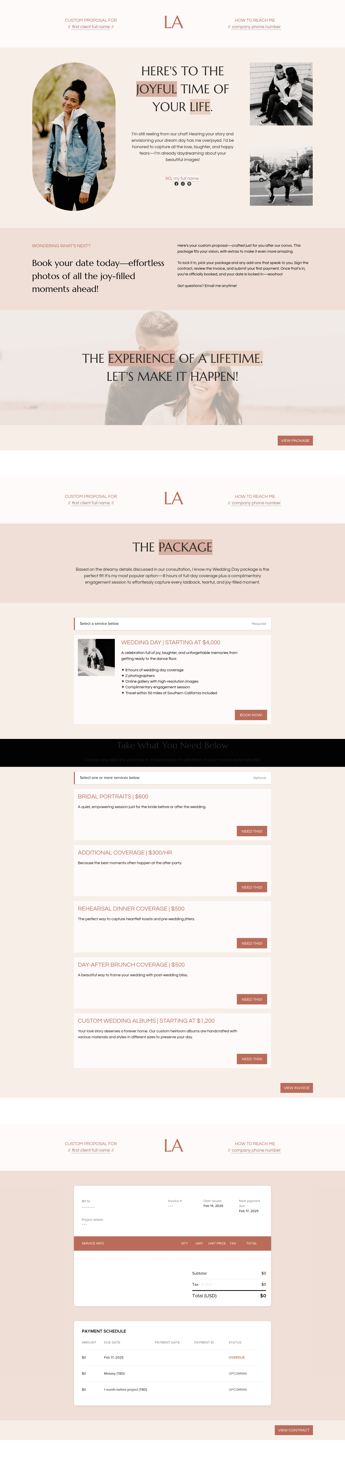 Lark Proposal for Wedding Photographers