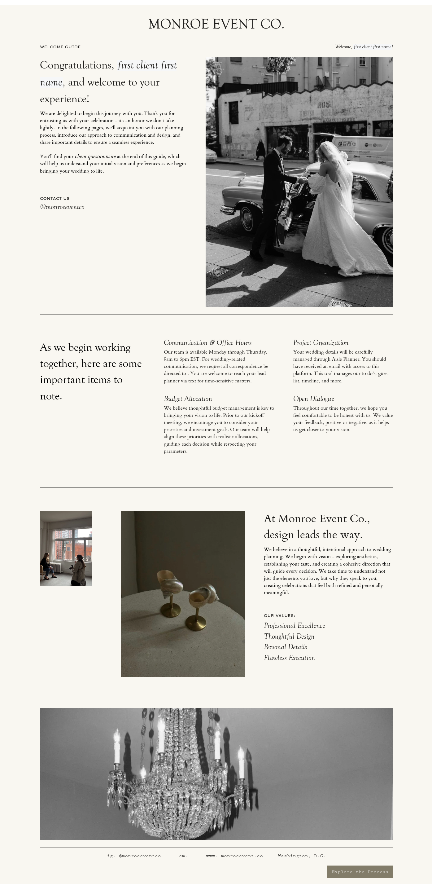 Monroe Event Co. Welcome Guide & Questionnaire