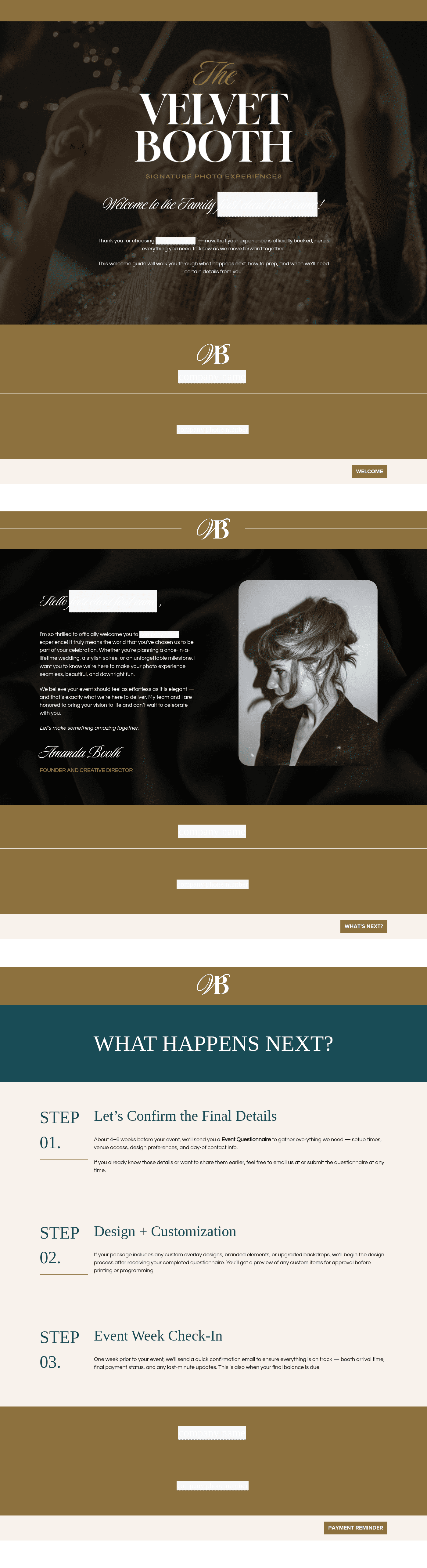 Photo Booth Welcome Packet