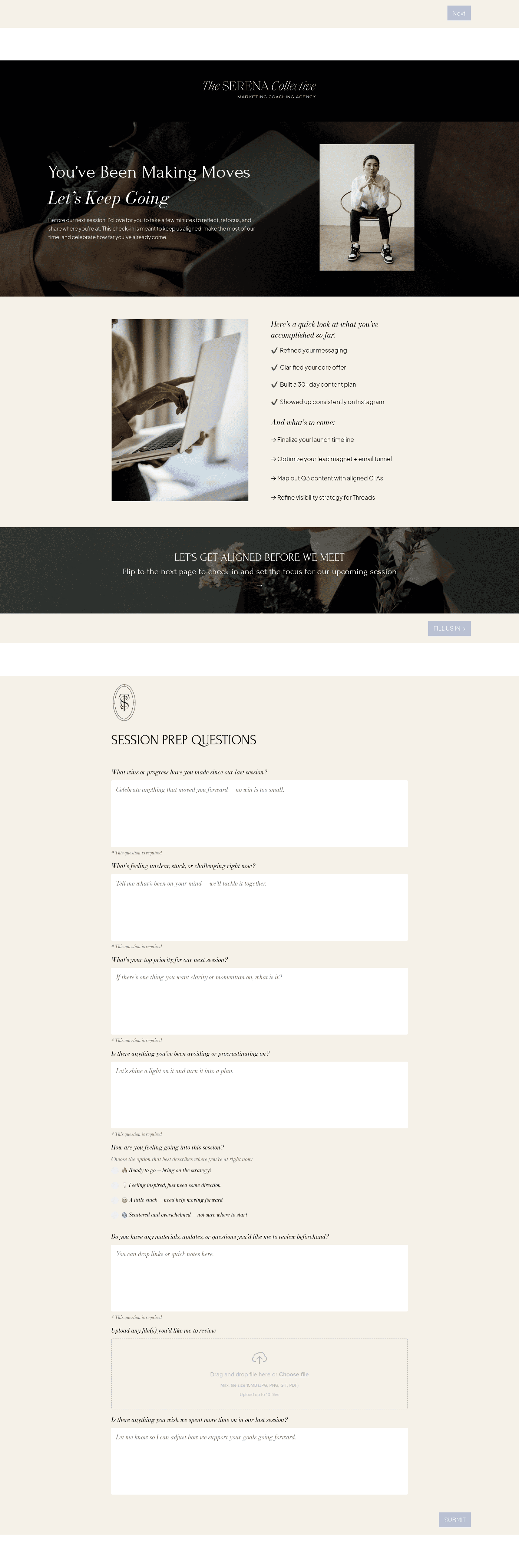 Recurring Client Check-In Form for Marketing Coaches