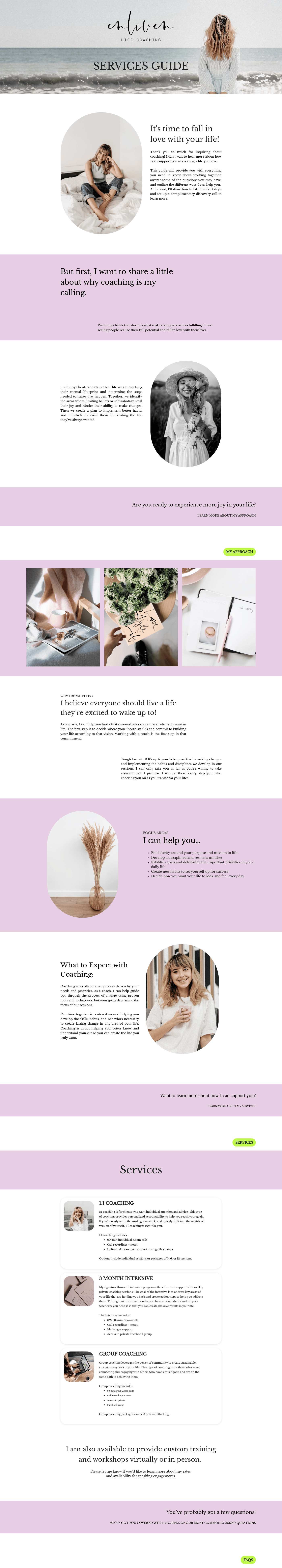 Services Guide for Life Coaches