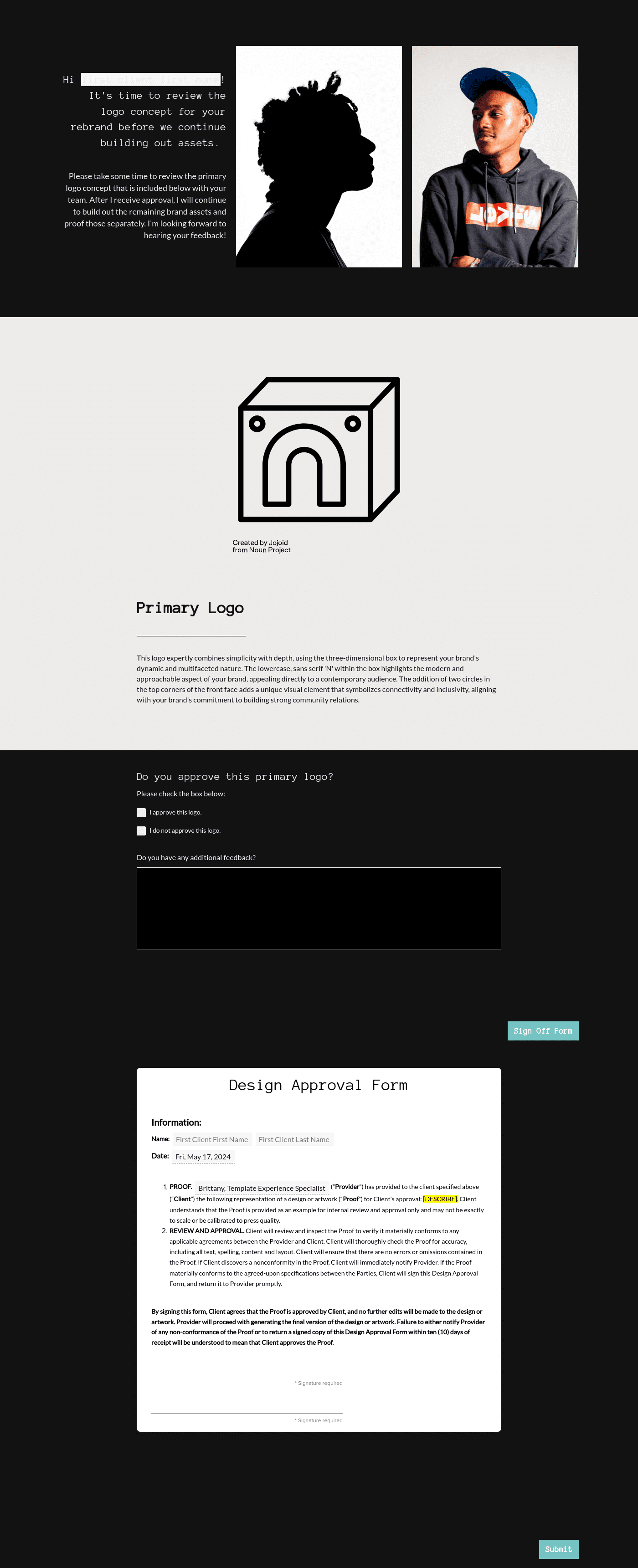 Showit Cartera Proof Approval Form