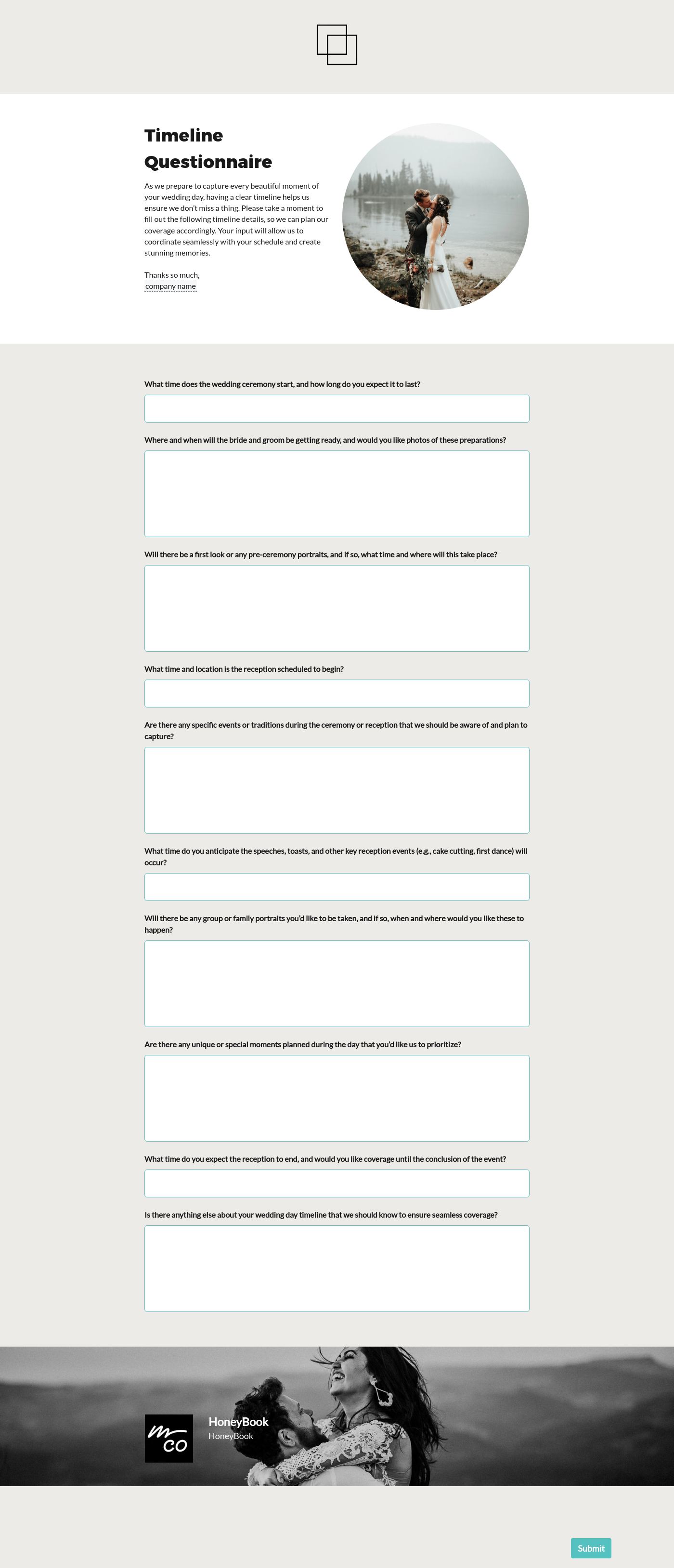 Showit Simple Timeline Questionnaire