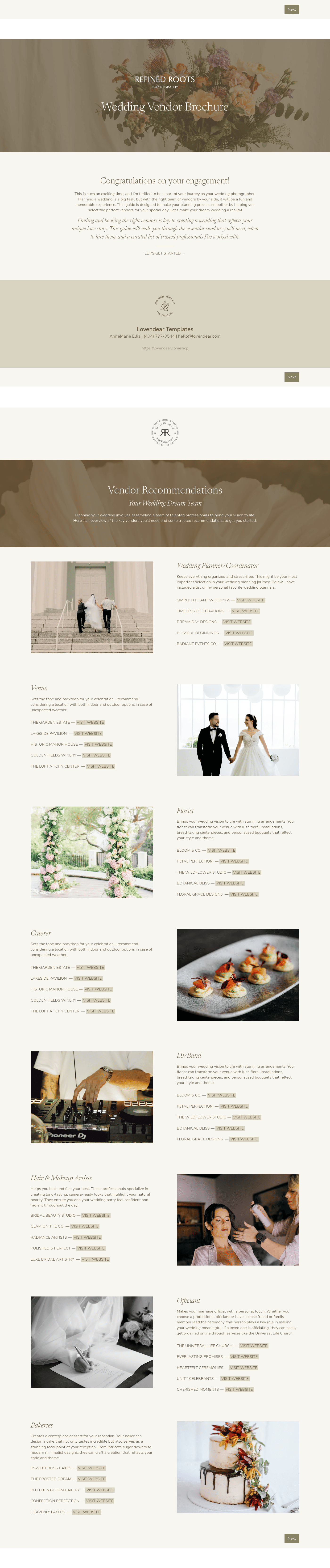 Vendor Brochure for Wedding Photographers