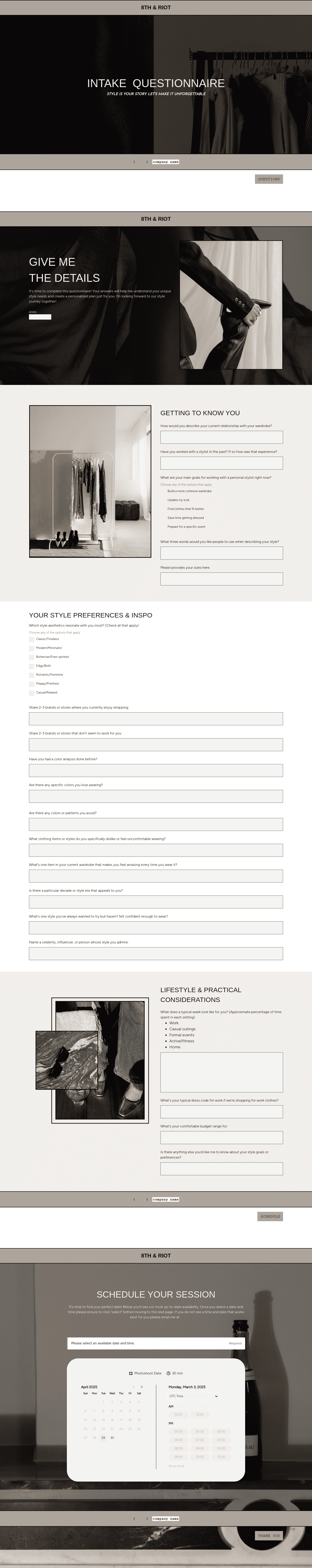 Wardrobe Stylist Questionnaire
