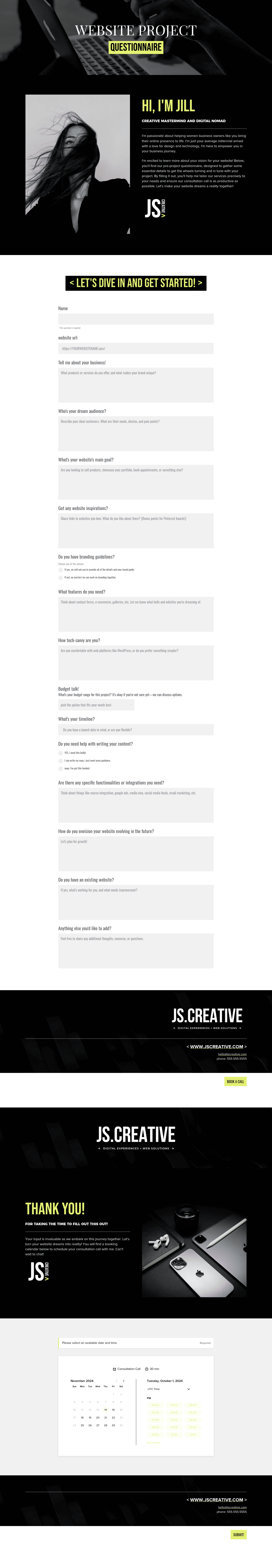 Website Project Contact Form Questionnaire