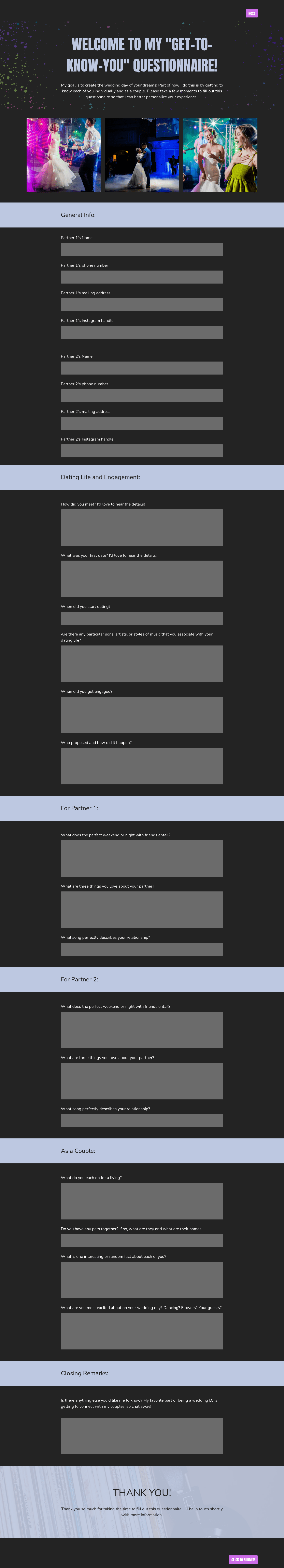 Wedding DJ "Get-To-Know-You" Questionnaire