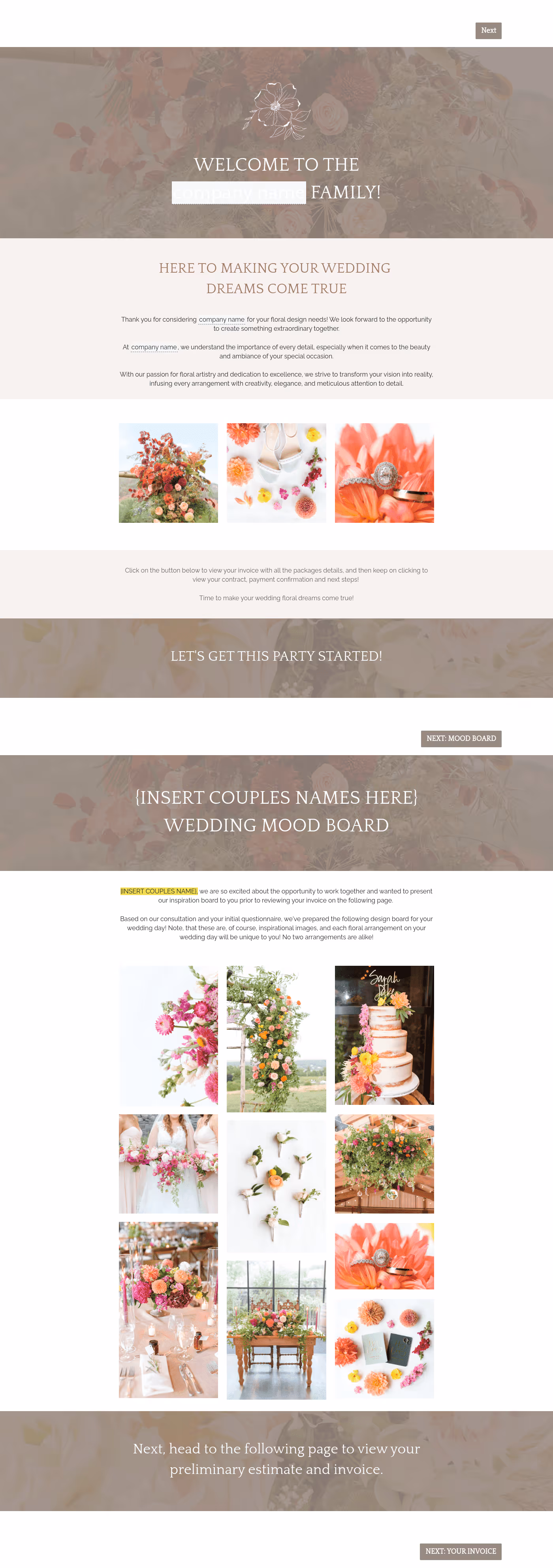 Wedding Florist Proposal Full Service