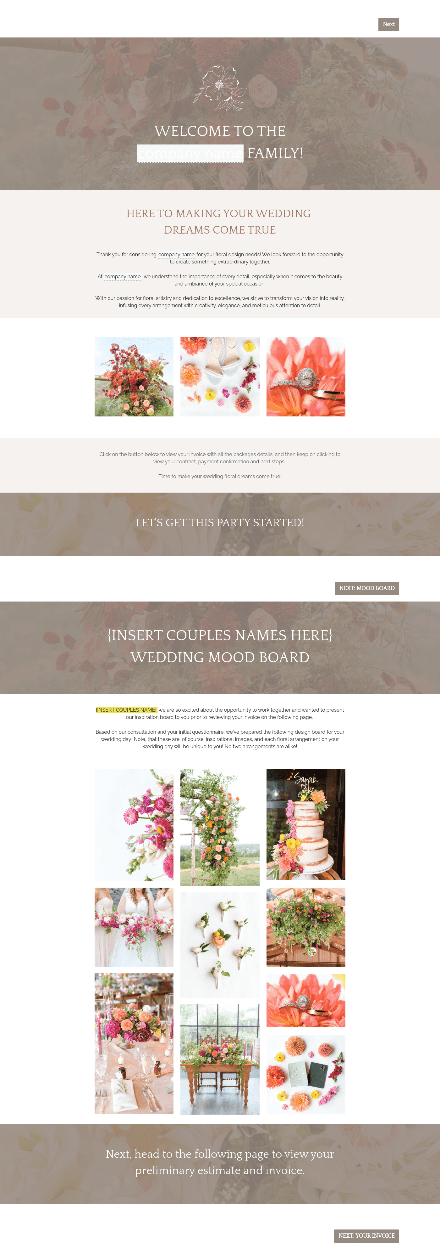 Wedding Florist Proposal Full Service