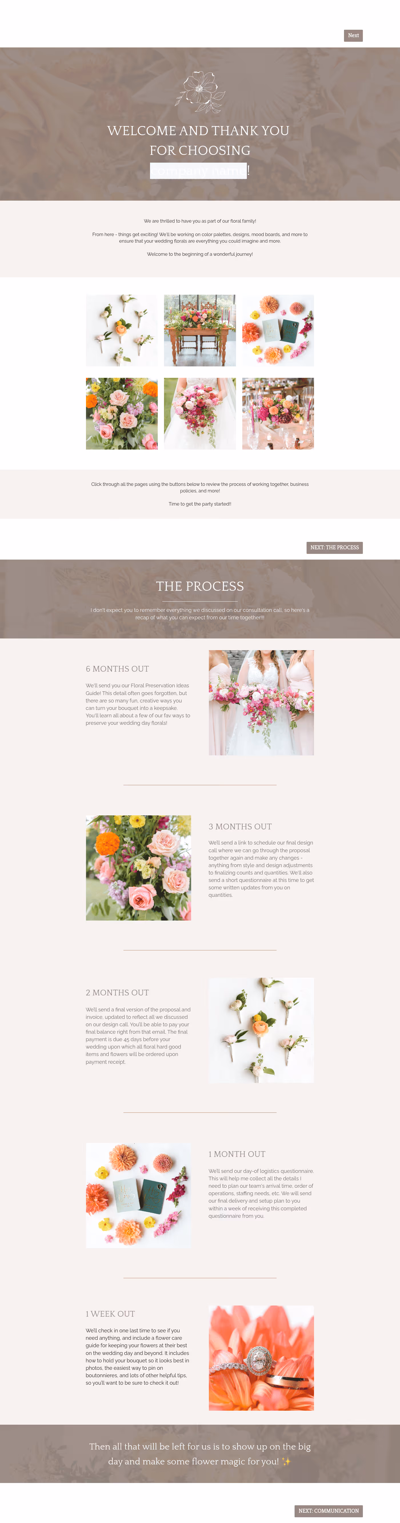 Wedding Florist Welcome Guide