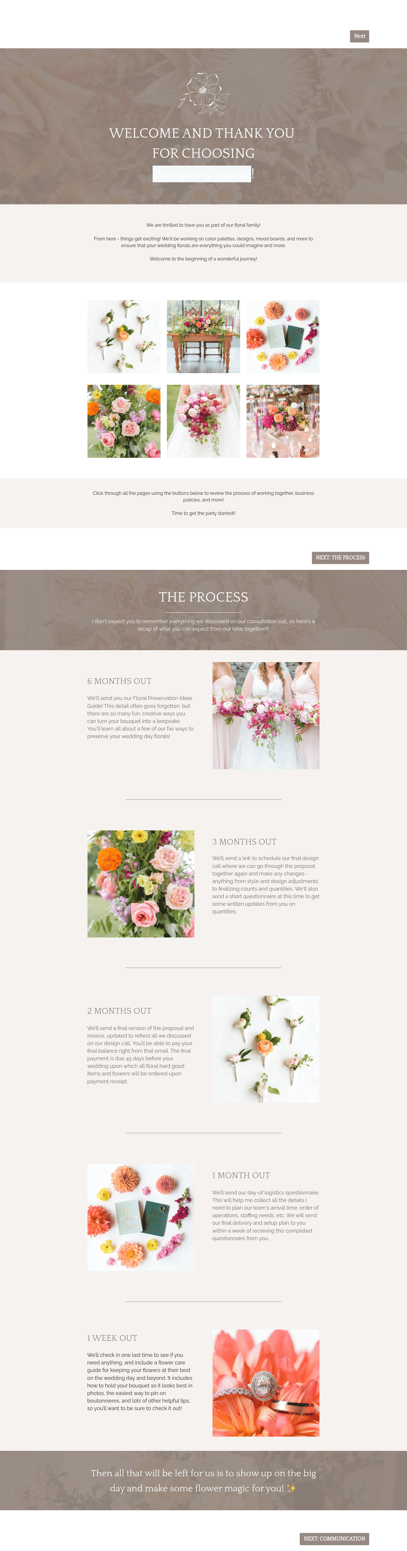 Wedding Florist Welcome Guide