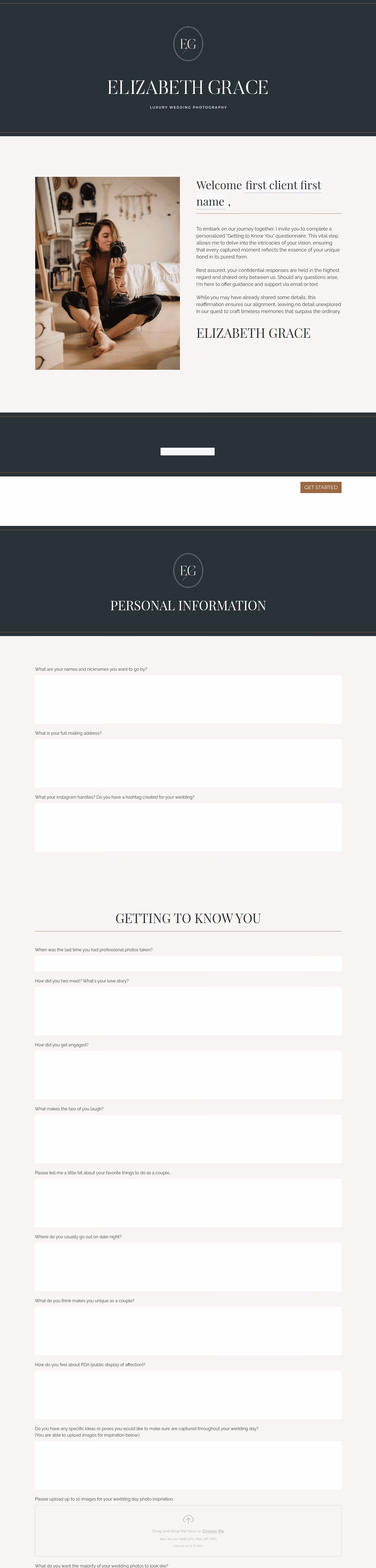Wedding Photographer Questionnaire