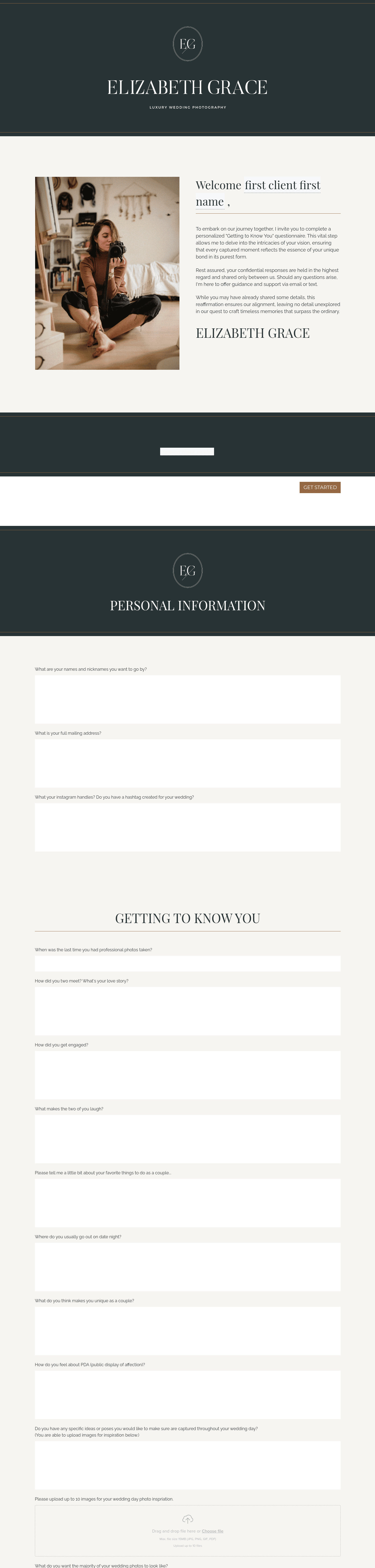 Wedding Photographer Questionnaire