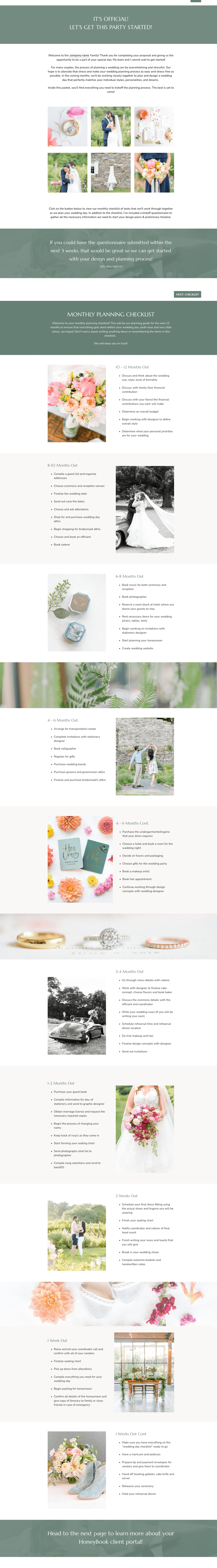 Wedding Planner Welcome Guide + Kickoff Questionnaire