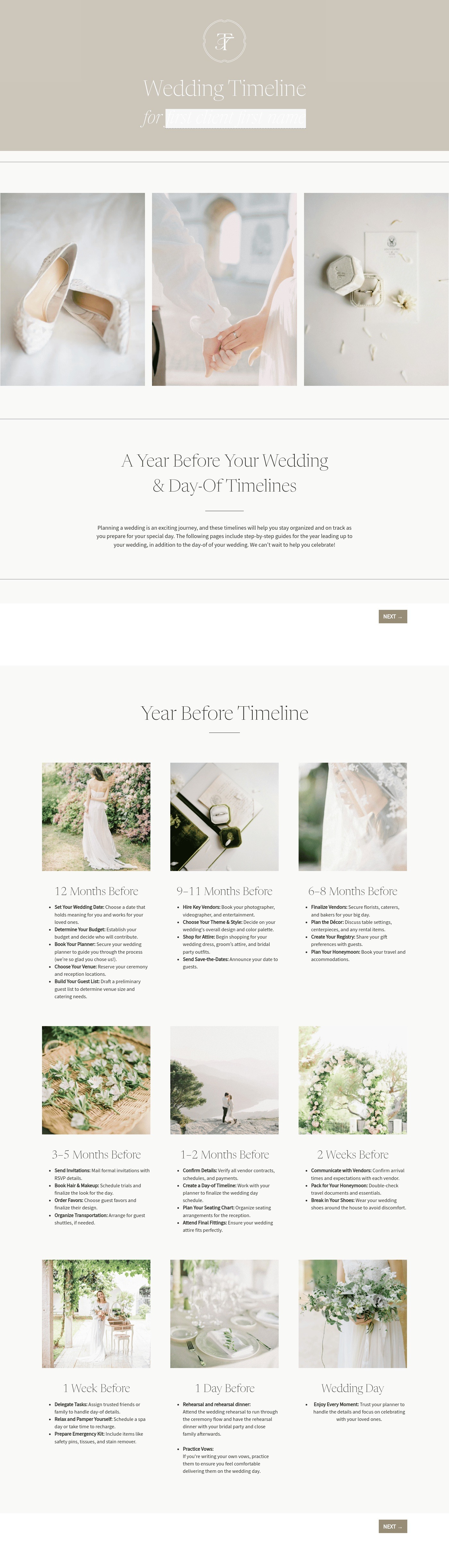 Wedding Timeline for Wedding Planners