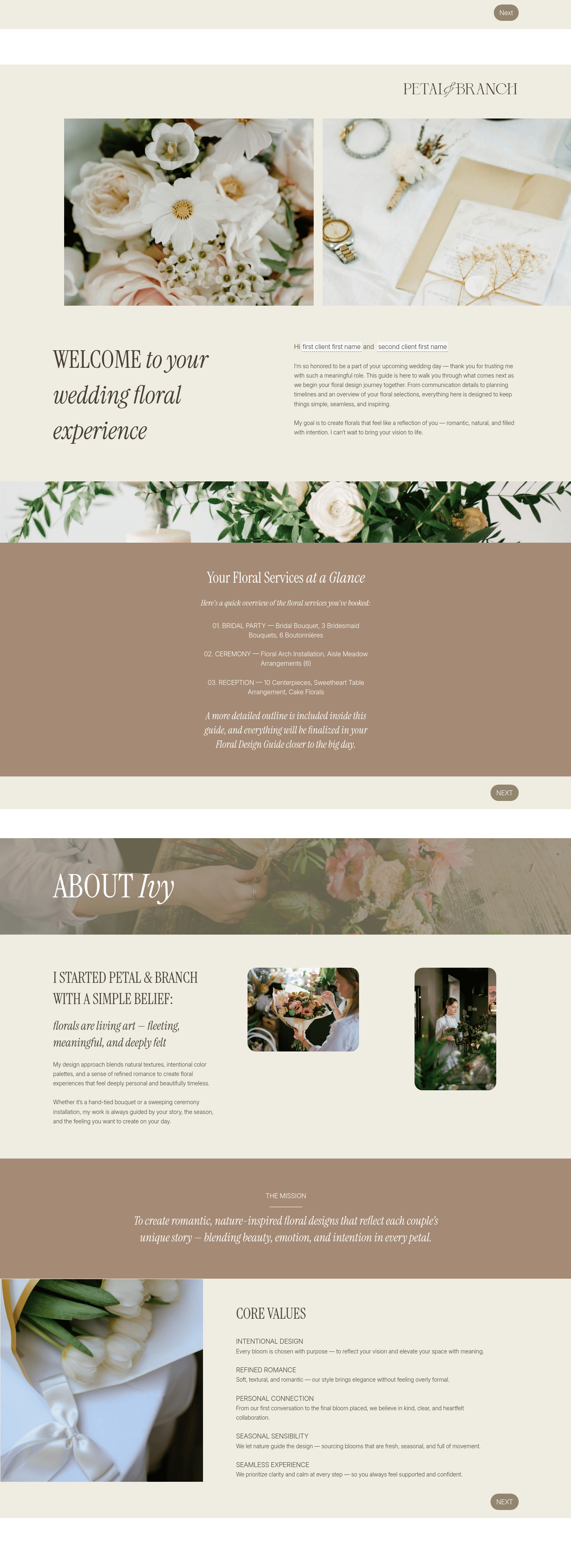 Welcome Guide for Wedding Florist