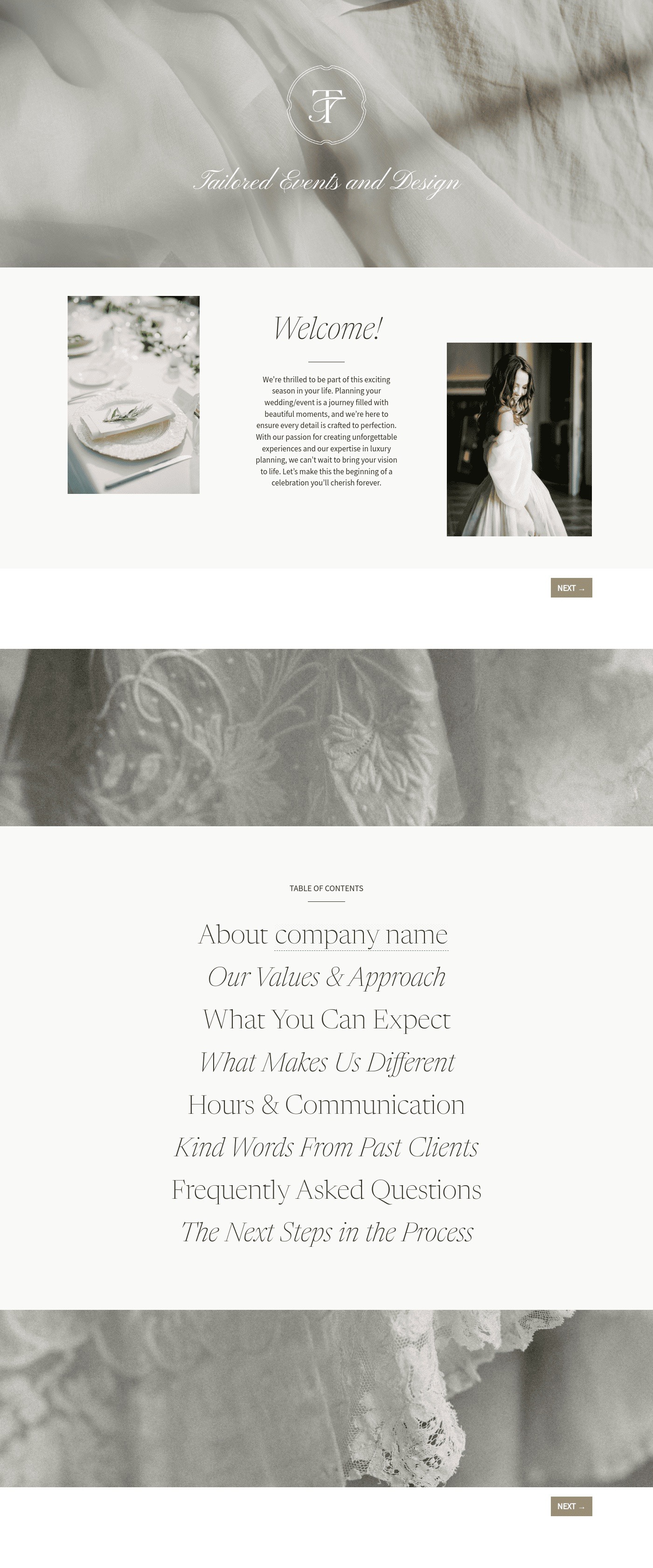 Welcome Guide for Wedding Planners