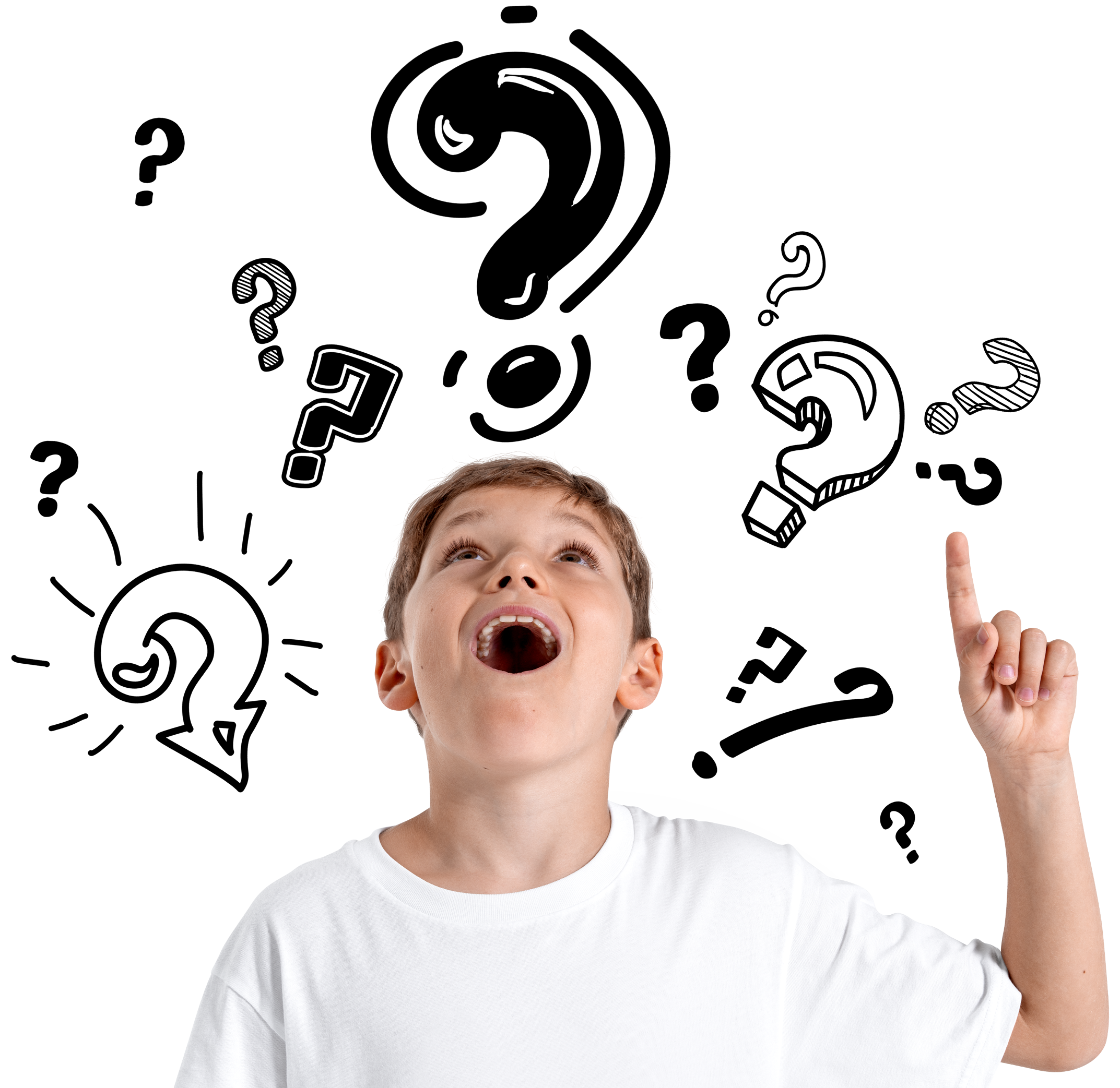 Curious boy asking questions.