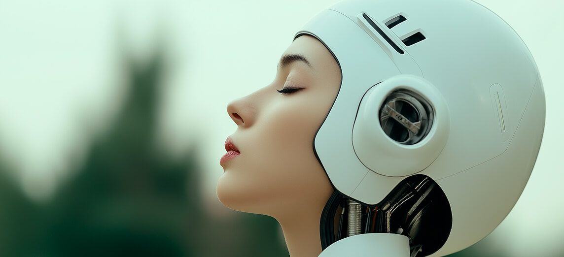 Futuristic humanoid robot