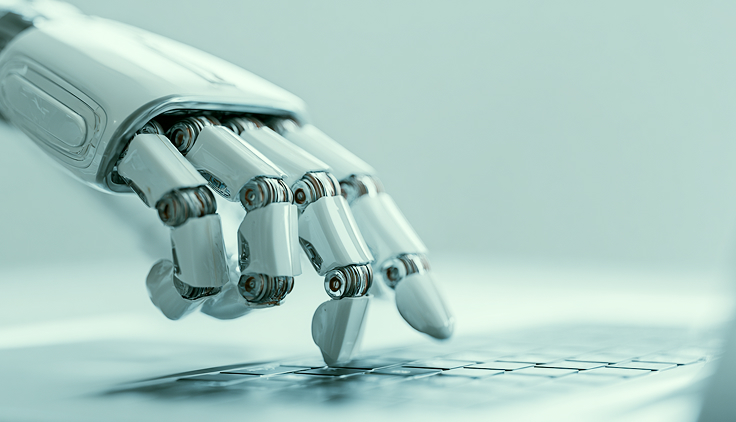 Robotic hand on laptop