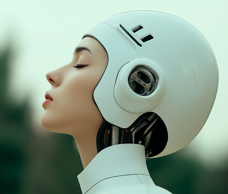 Futuristic humanoid robot