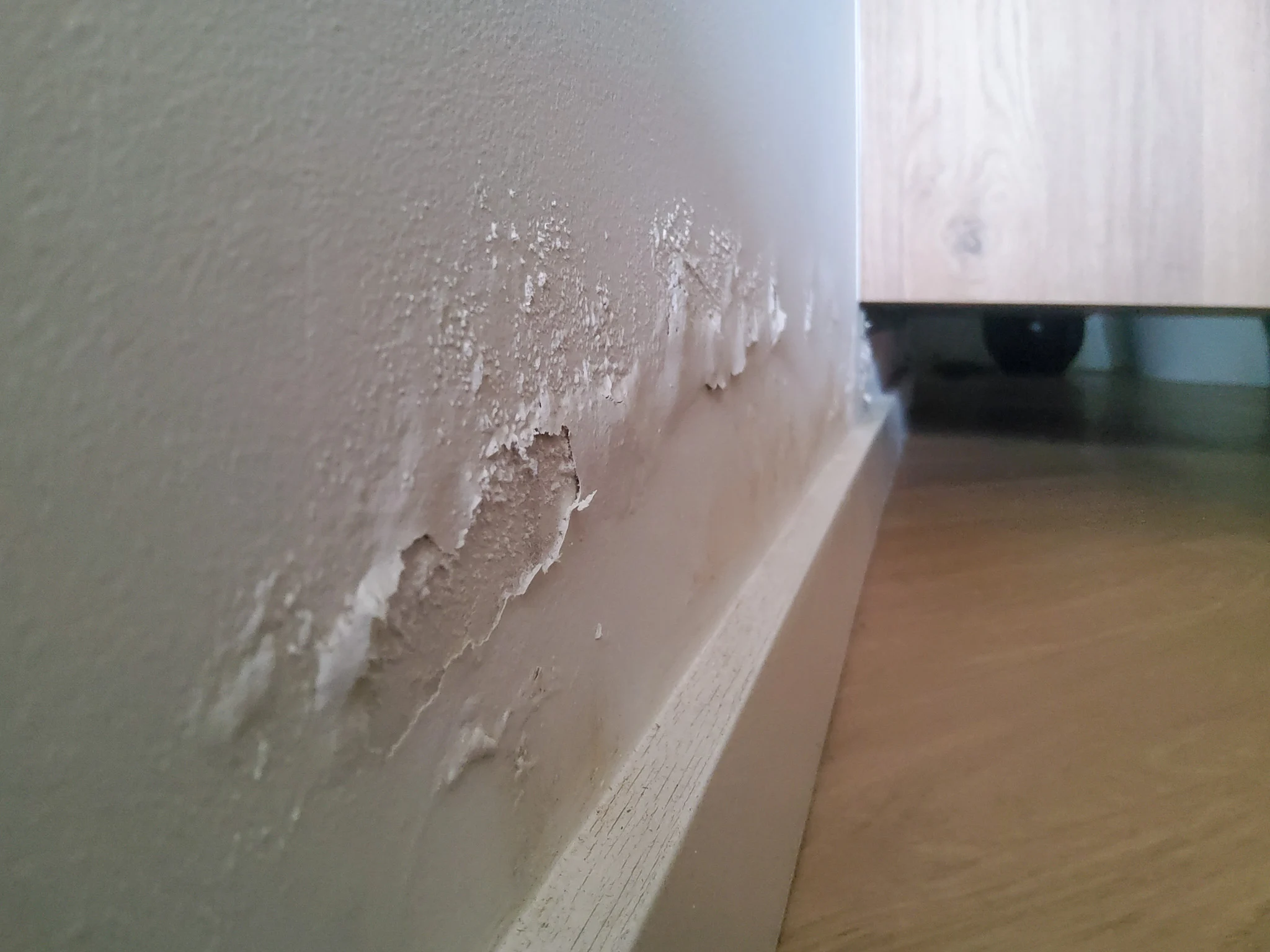AQUAPROVED vochtbestrijding: zoutuitbloei en salpeter op een muur met opstijgend vocht