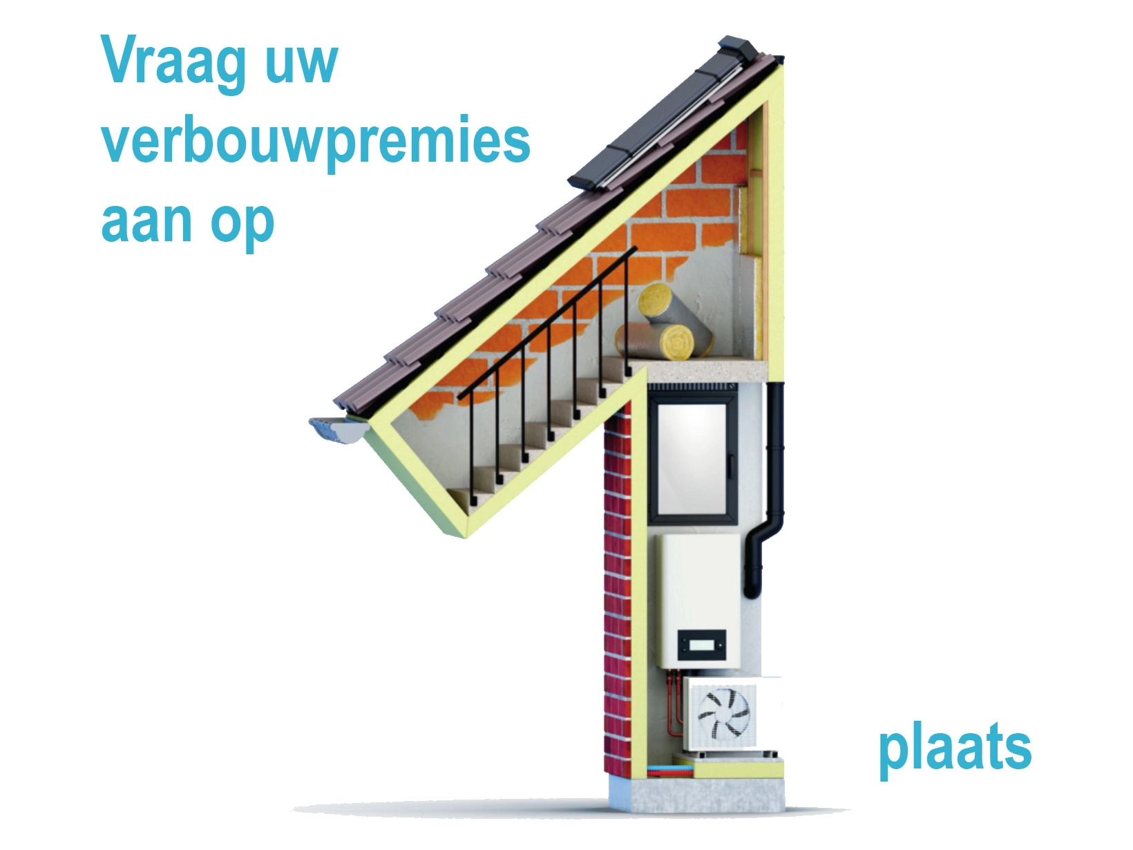 AQUAPROVED vochtbestrijding: doorsnede van een woning met isolatie, verwarming en ventilatie waarvoor u verbouwpremies kunt aanvragen
