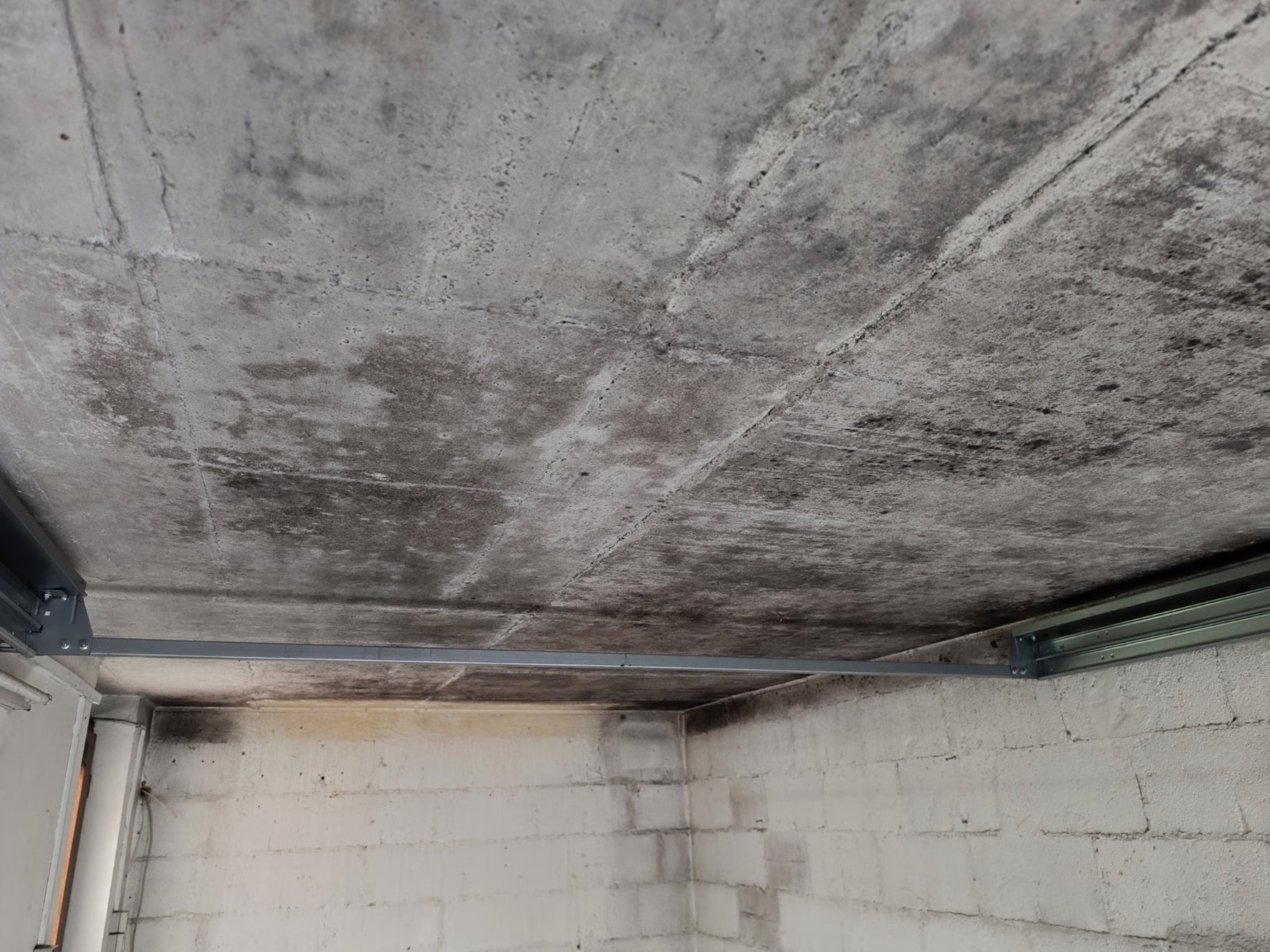 Schwarze Flecken und Schimmel an Decke in Willich nach Feuchteschaden.