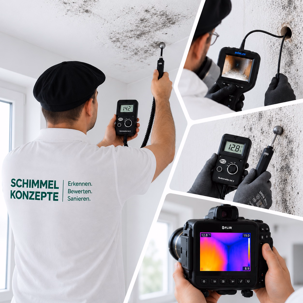 Feuchtigkeitsanalyse einer Wand mit der Wärmebildkamera