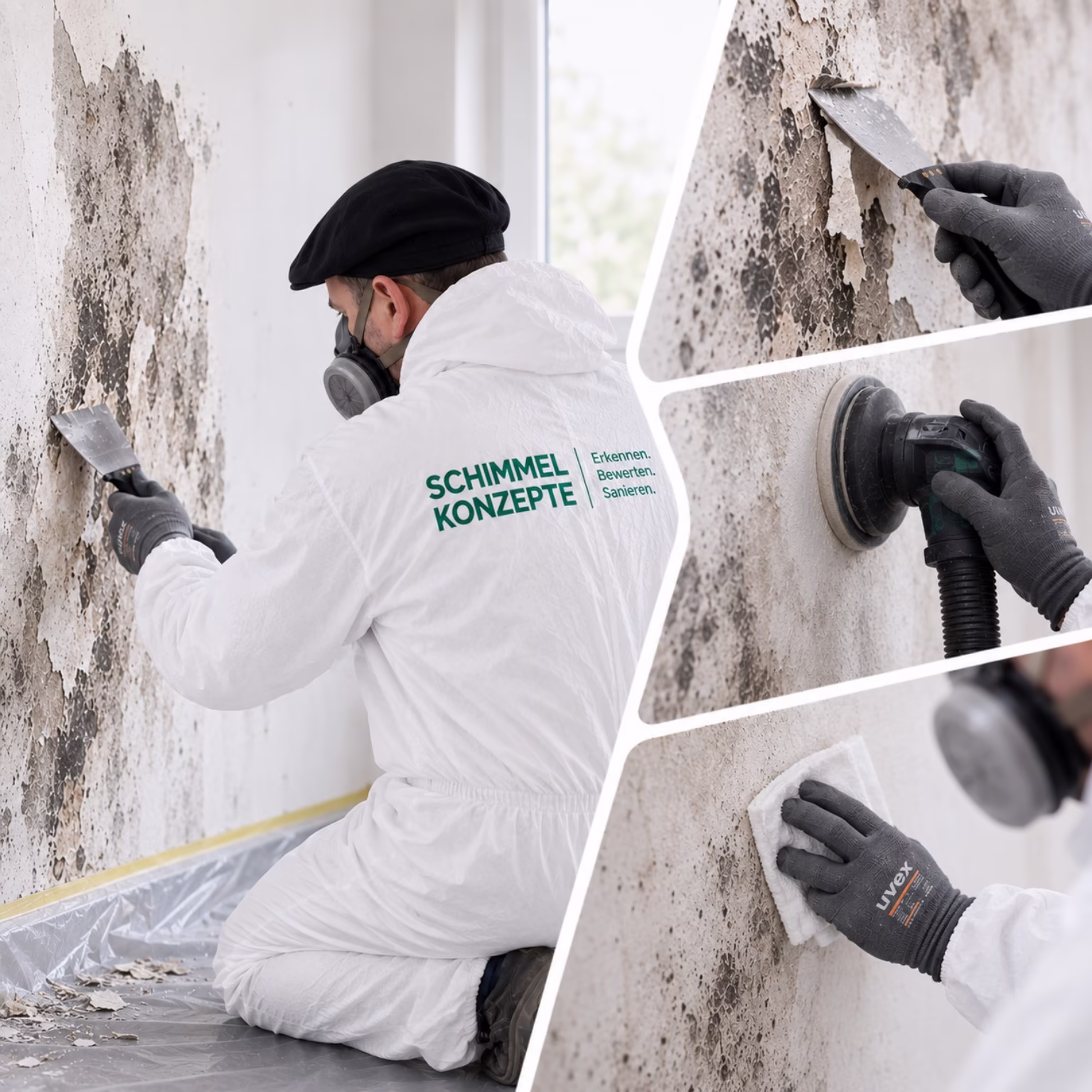 Feuchtigkeitsschaden mit Schimmelbildung an einer Außenwand