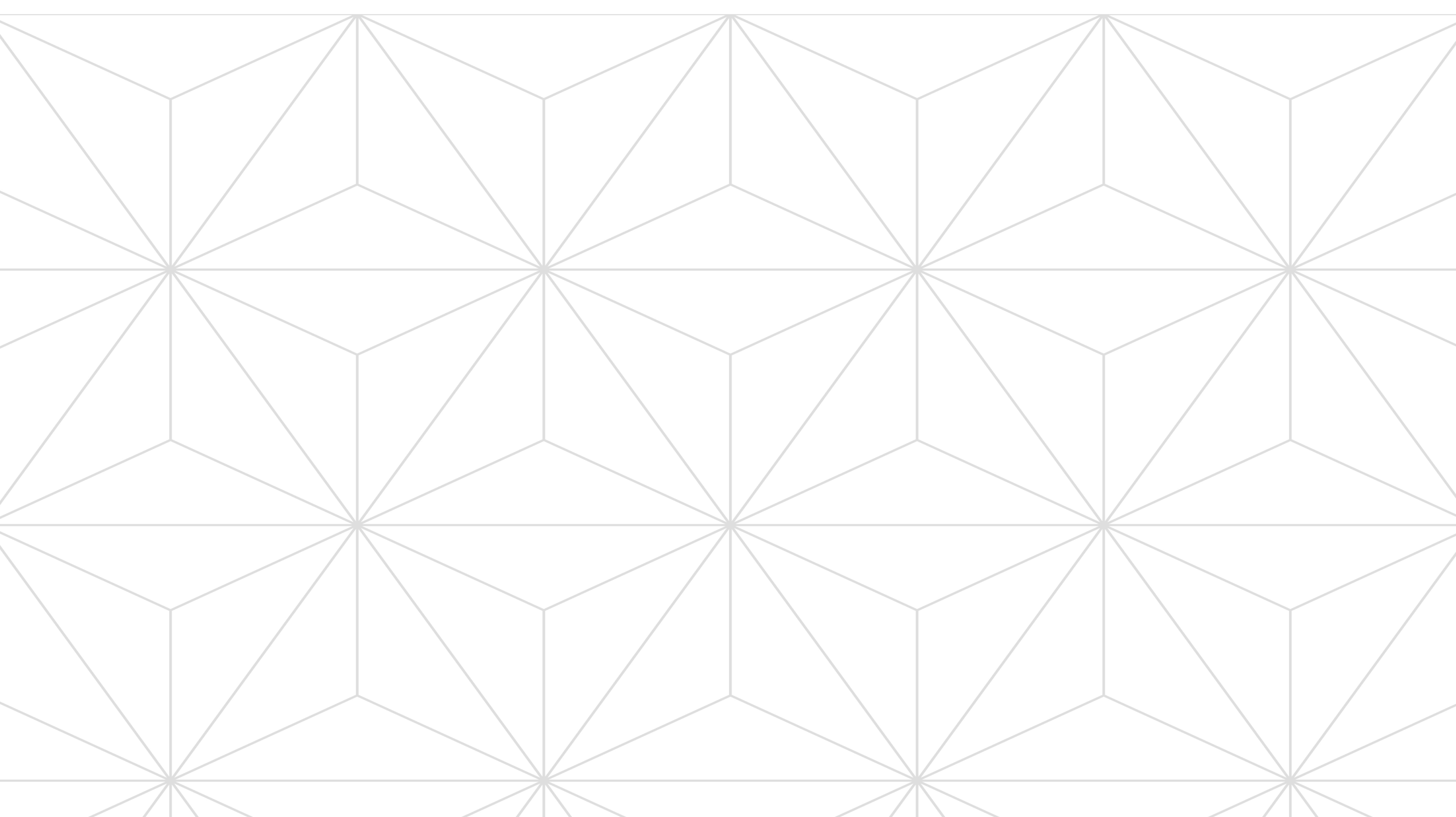 White background with a repeating geometric pattern of interlocking hexagons composed of thin grey lines.