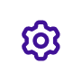 Provet purple gear icon representing technology or system connection