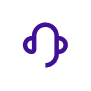 Provet purple headset icon with simple minimalist headphone design