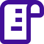 Provet purple document icon with vertical bars and curved edge