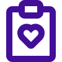 Provet clipboard icon with heart, representing compassionate veterinary care