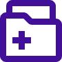 Provet medical folder icon with purple cross and file folder symbol