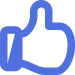 Provet blue thumbs-up icon showing approval or like gesture